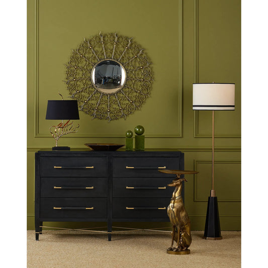 Latissima Table Lamp by Currey and Company in verdigris, black. Made from brass, cast aluminum, iron in a modern style.