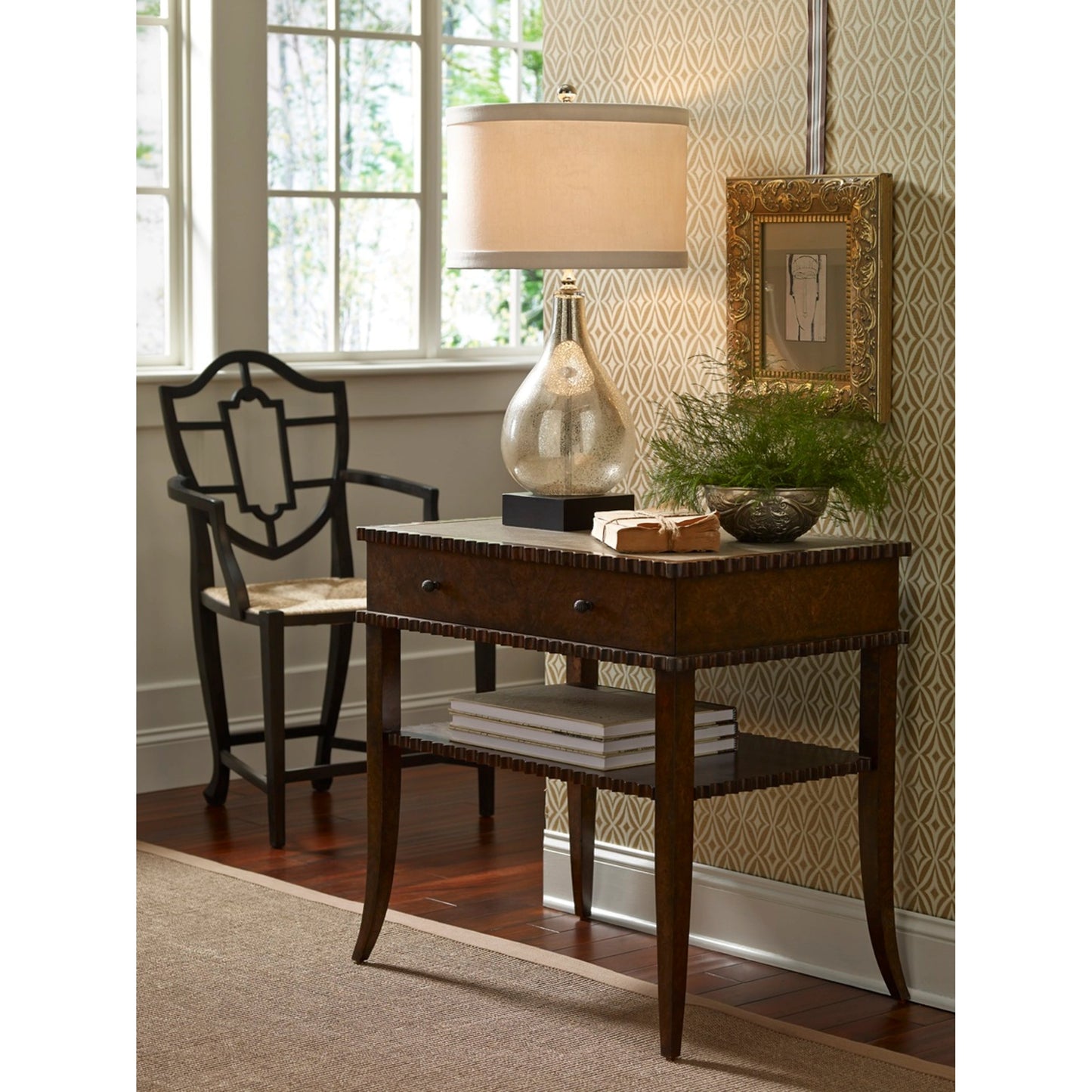 002 SR-385956 | Lifestyle | Mercury Glass Lamp by Wildwood in antique, black. Made from crystal, glass in a modern style.