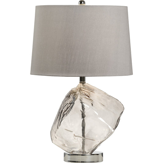 Ice Lamp by Wildwood in smoke, polished nickel. Made from glass in a eclectic & global style.