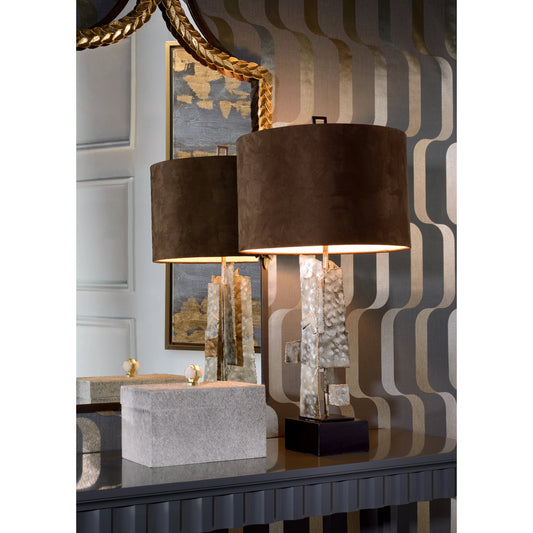Kahn Lamp by Wildwood in spotted white wash steel, black. Made from unique in a modern style.