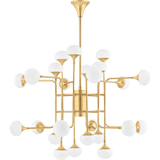 001 S-310544 | Primary Silo | Fleming Chandelier by Hudson Valley in aged brass. Made from steel in a modern style.