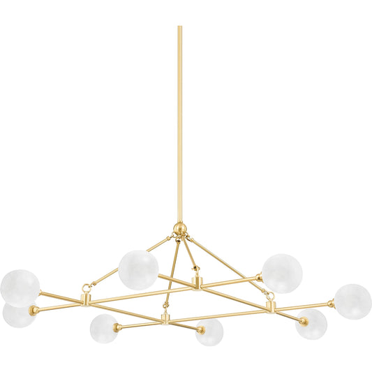 Andrews 8 Light Chandelier by Hudson Valley in aged brass. Made from steel in a modern style.