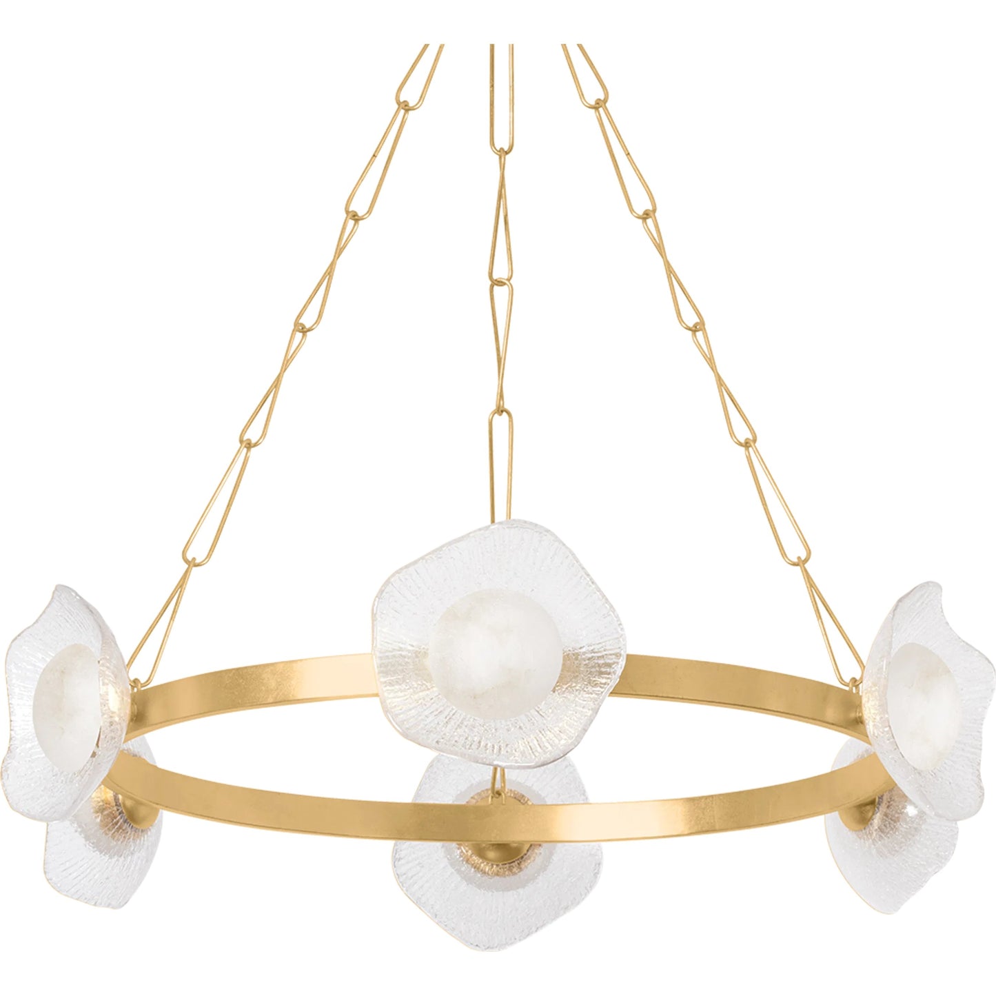 001 SI-2327661 | Primary Silo | Almandine 6-Light Chandelier by Corbett in vintage gold leaf. Made from iron in a unique style.