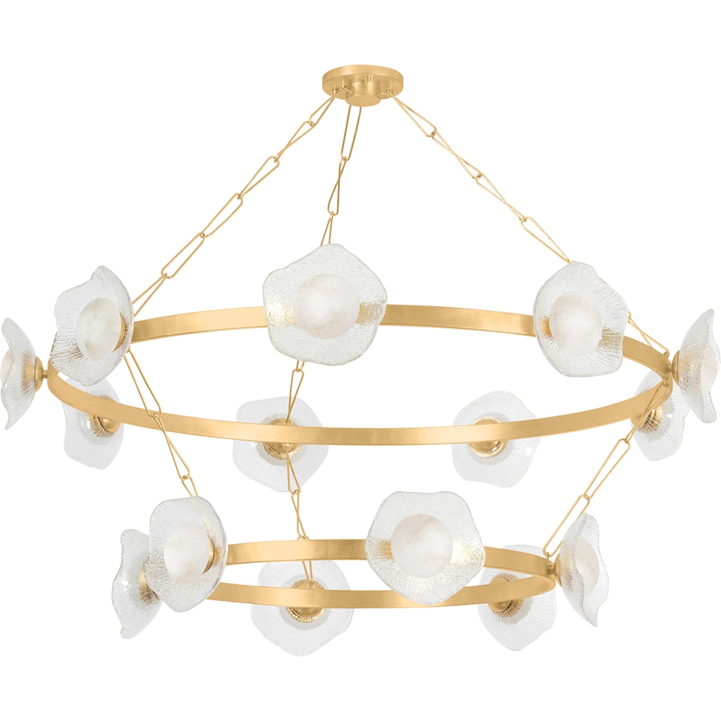 001 SI-2327663 | Primary Silo | Almandin 15-Light Chandelier by Corbett in vintage gold leaf. Made from iron in a unique style.