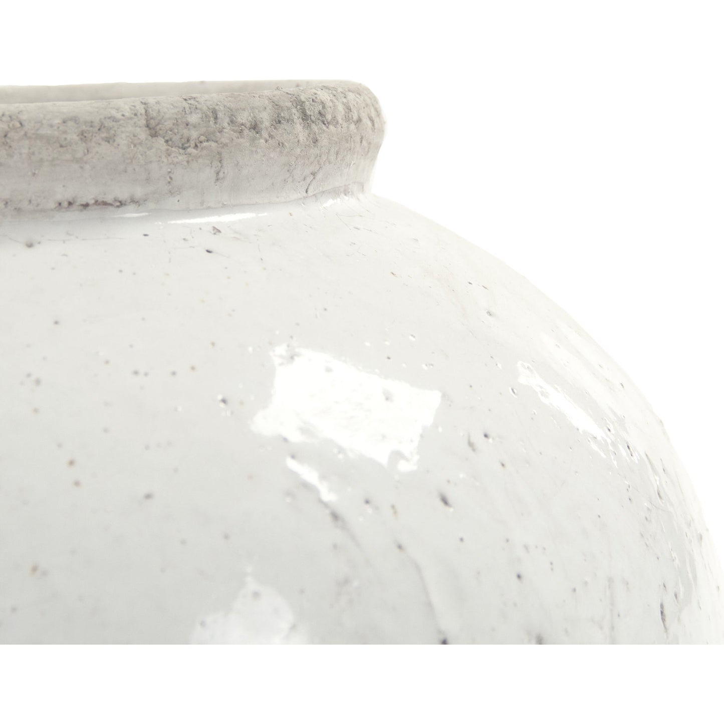 005 S-337405 | Closeup | Zentique Jar by Zentique in distressed white and ceramic. Made from ceramic in a cottage & farmhouse style.