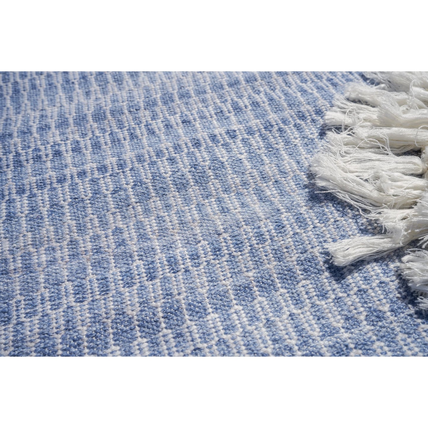 007 SI-2384290,SI-2384291 | Lifestyle | Florence 4879 Indoor/Outdoor Rug by Exquisite Rugs in light blue. Made from pet in a unique style.