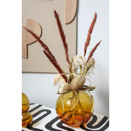 Sunray Budvase by Accent Decor in amber. Made from glass in a modern style.