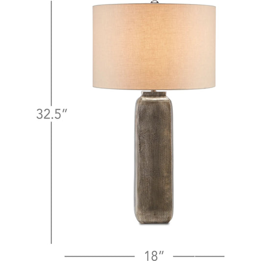 Morse Table Lamp by Currey and Company in oxidized nickel. Made from cast aluminum in a transitional style.