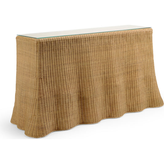 Savannah Console by Wildwood. Made from wicker, rattan, glass in a modern style.