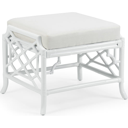 001 SR-782826 | Primary Silo | Wild Palm Ottoman by Wildwood in white, off white. Made from rattan, fabric in a coastal style.