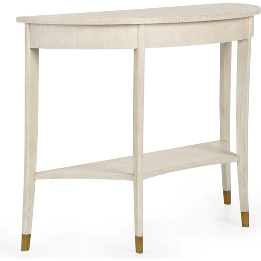 Oaklee Demilune by Wildwood in hand finished cerused oak. Made from wood in a modern style.