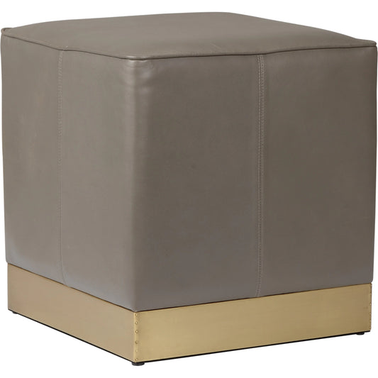 Dorian Stool by Wildwood in gray, antique brass. Made from leather/steel in a modern style.