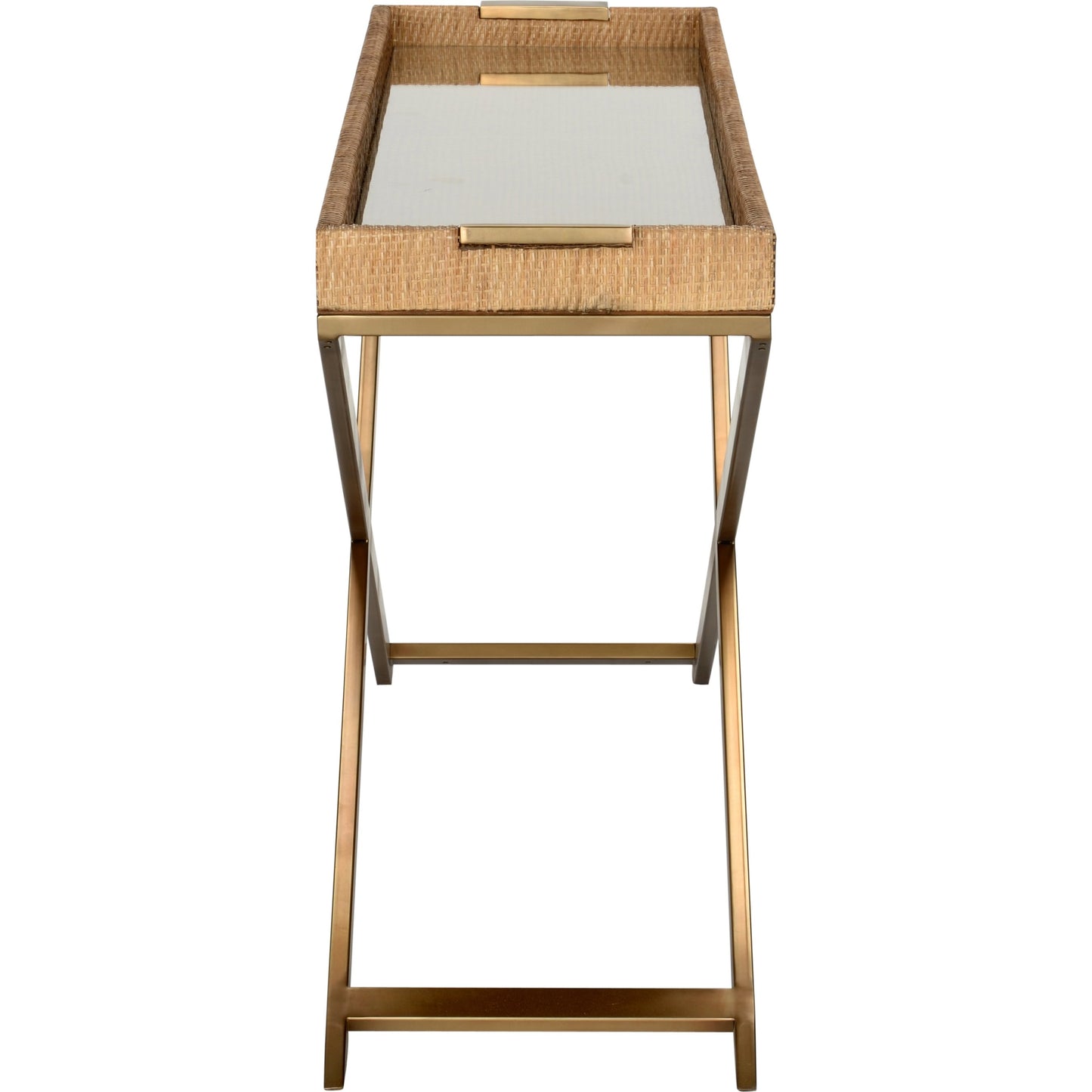 003 SI-2106179 | Additional Silo | Vieux Carre Console by Wildwood in natural, clear, bronze. Made from wood/woven cane/glass in a modern style.