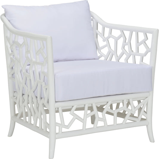 Catania Lounge Chair by Wildwood in white. Made from muslin in a modern style.
