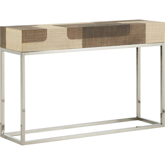 Jacoby Console by Wildwood in brown, cream, polished nickel. Made from unique in a modern style.