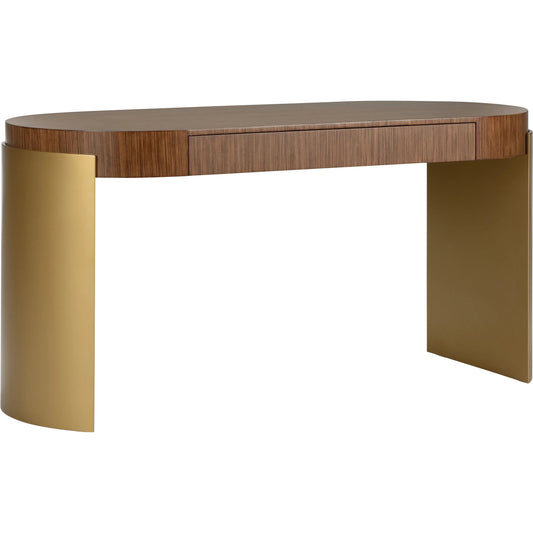 001 SI-2335374 | Primary Silo | Zebrano Desk by Wildwood in brown and zebrano, antique brass. Made from unique in a transitional style.
