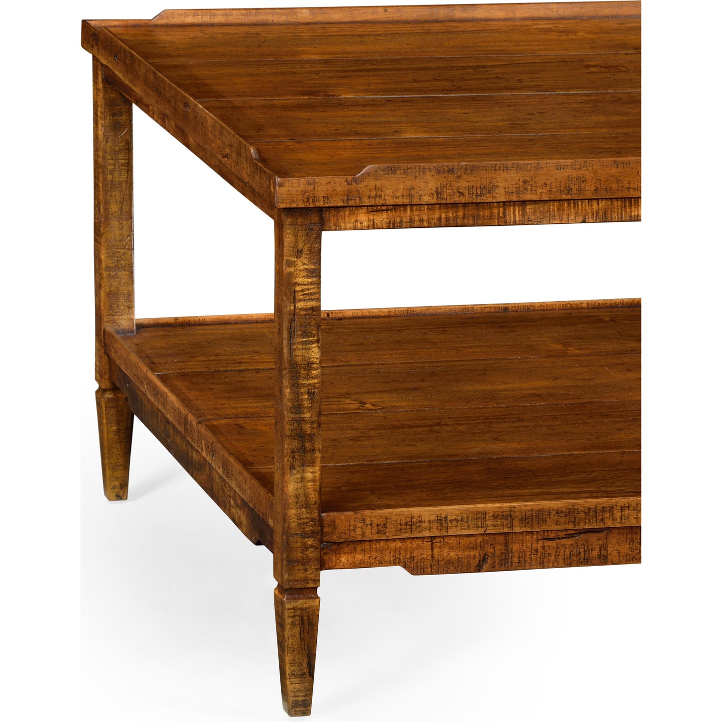 004 SR-846252 | Closeup | Casual Accents Country Walnut Cocktail Table by Jonathan Charles in brown and country farmhouse walnut. Made from acacia in a traditional style.