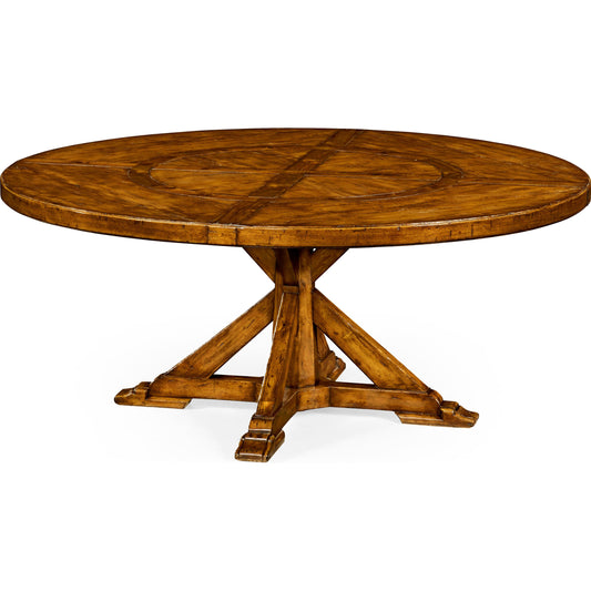 Casual Accents Country Walnut Round Dining Table 72" by Jonathan Charles in brown and country farmhouse walnut. Made from acacia in a cottage & farmhouse style.