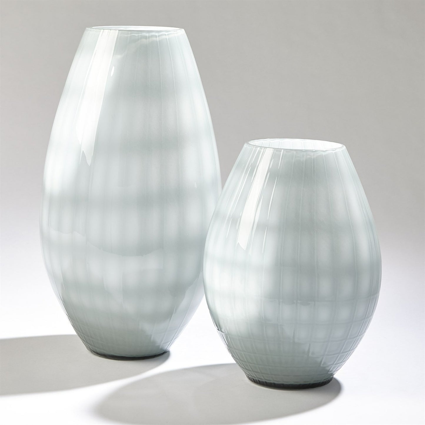 002 SR-891507 | Additional Silo | Cased Glass Grid Vase by Global Views in blue, gray. Made from artglass in a modern style.