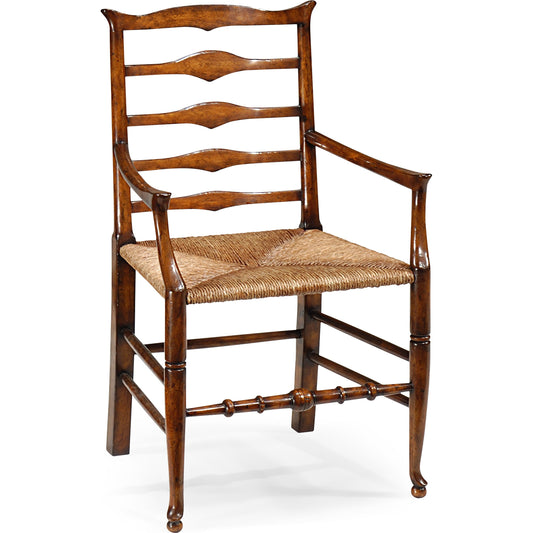Country Farmhouse Ladder Back Armchair by Jonathan Charles in brown and medium walnut. Made from acacia in a cottage & farmhouse style.