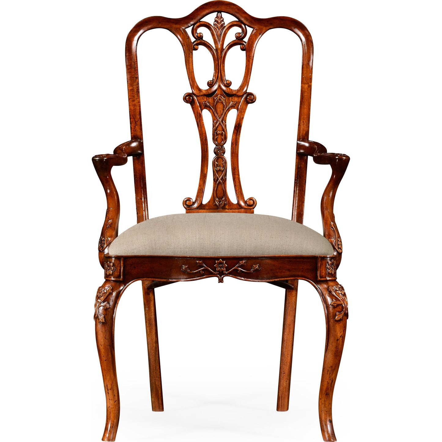 002 SR-846050 | Additional Silo | Buckingham Dining Armchair by Jonathan Charles in brown and medium antique mahogany. Made from acacia in a traditional style.