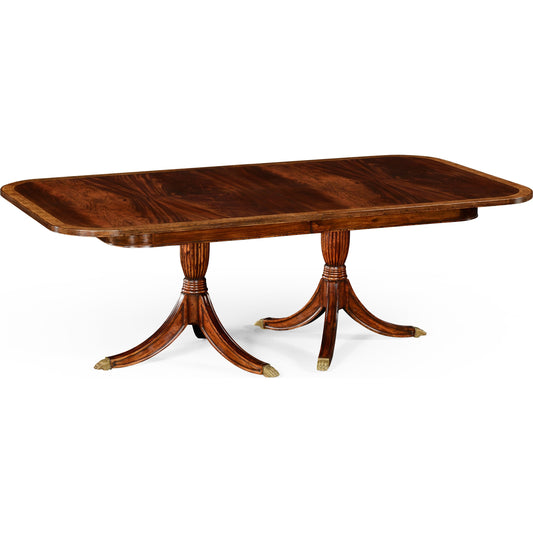 Windsor Regency Two-Leaf Mahogany Dining Table by Jonathan Charles in brown and medium antique mahogany. Made from acacia in a traditional style.