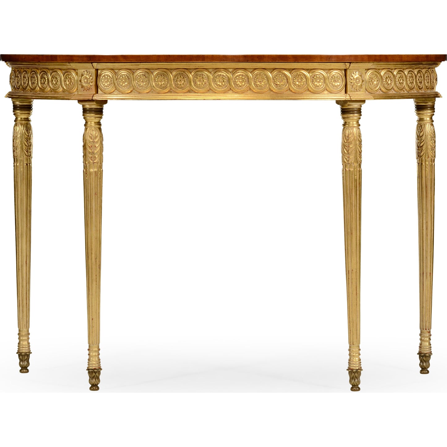 002 SR-847446 | Additional Silo | Versailles Gilded Demilune Console by Jonathan Charles in light antique gold-leaf. Made from acacia in a traditional style.