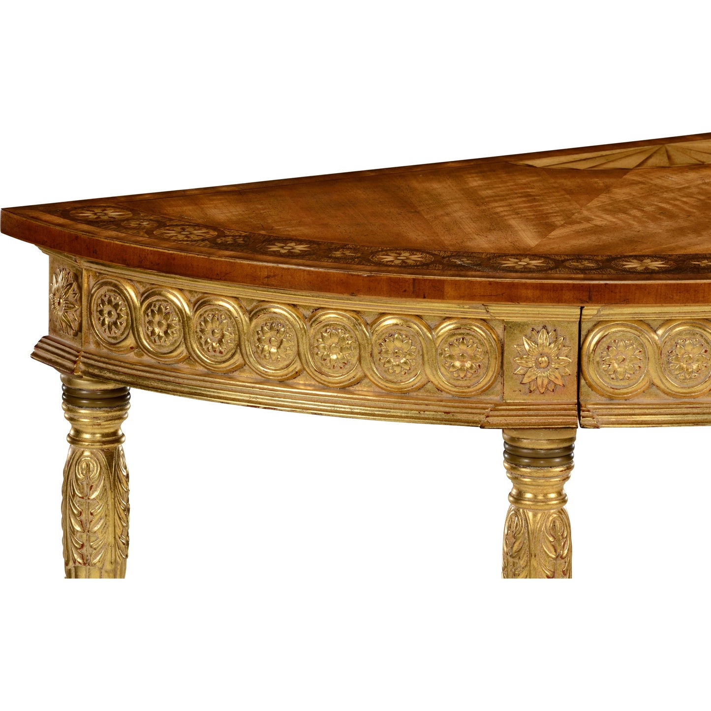 003 SR-847446 | Additional Silo | Versailles Gilded Demilune Console by Jonathan Charles in light antique gold-leaf. Made from acacia in a traditional style.