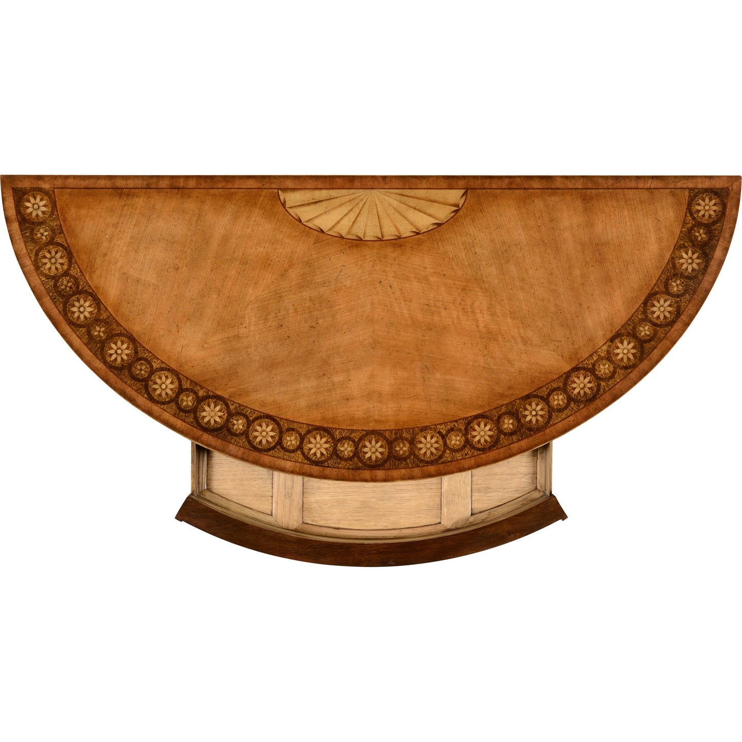 004 SR-847446 | Additional Silo | Versailles Gilded Demilune Console by Jonathan Charles in light antique gold-leaf. Made from acacia in a traditional style.