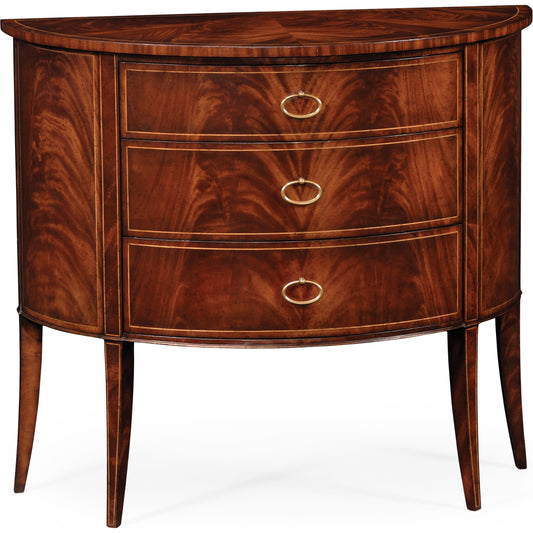 001 SR-846408 | Primary Silo | Knightsbridge Biedermeier Mahogany Demilune Cabinet by Jonathan Charles in light antique mahogany. Made from acacia in a traditional style.