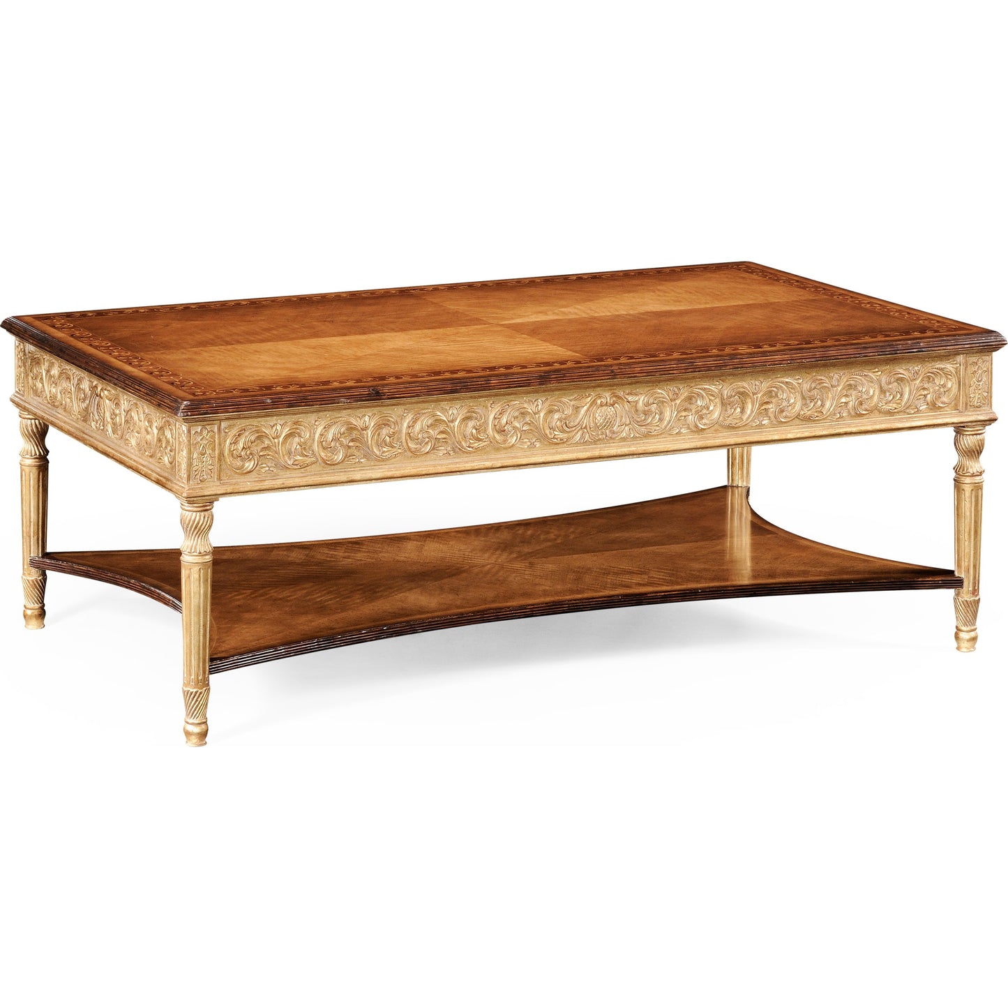 001 SR-847450 | Additional Silo | Versailles Louis Xiv Style Rectangular Coffee Table by Jonathan Charles in gold and light antique gold-leaf. Made from acacia in a traditional style.