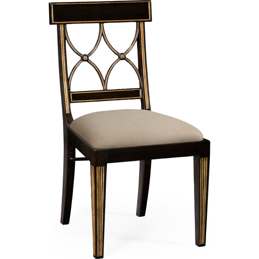 001 SR-847002 | Primary Silo | Kensington Regency Black Painted Curved Back Dining Chair by Jonathan Charles in ebonised. Made from acacia in a traditional style.