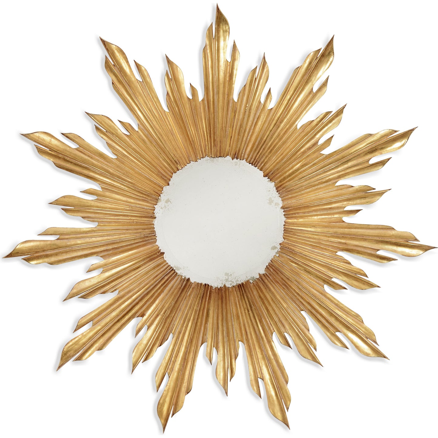 001 SR-847448 | Additional Silo | Versailles Gilded Sunburst Mirror by Jonathan Charles in gold and light antique gold-leaf. Made from acacia in a transitional style.