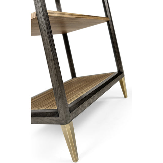 001 SR-846928 | Primary Silo | Hamilton Golden Amber Five-Tier Etagere by Jonathan Charles in brown and golden amber. Made from paldao veneer in a transitional style.