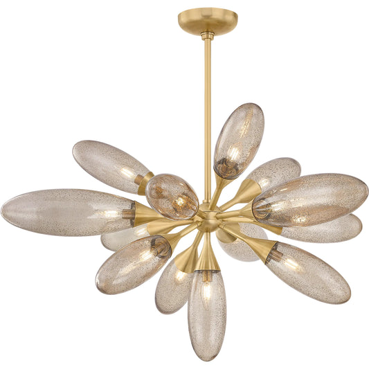 Cordoba 13-Light Chandelier by Corbett in vintage brass. Made from brass in a modern style.
