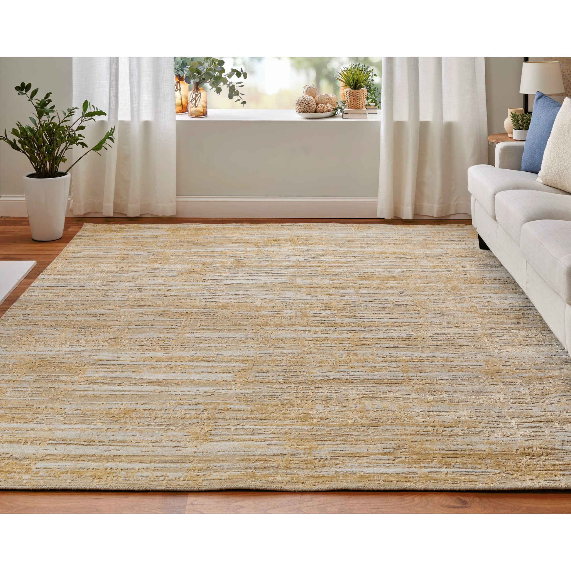 Eastfield Rug - EAS69FQF by Feizy in yellow, ivory, gold. Made from viscose, wool in a unique style.