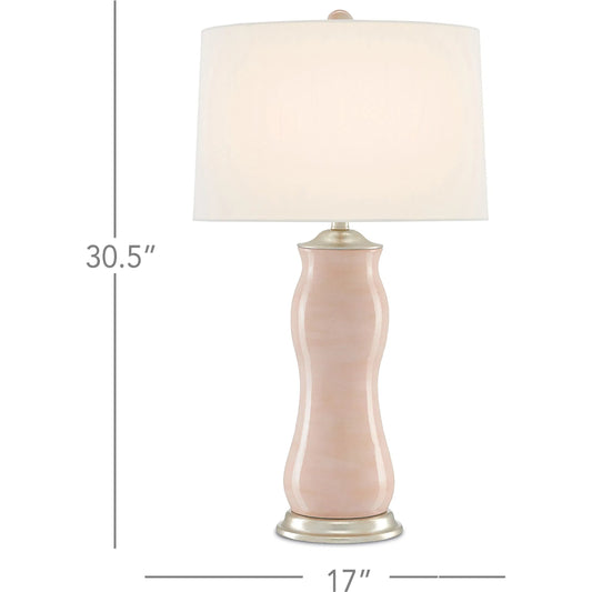 Ondine Table Lamp by Currey and Company in blush, silver leaf. Made from terracotta, wood, wrought iron in a modern style.