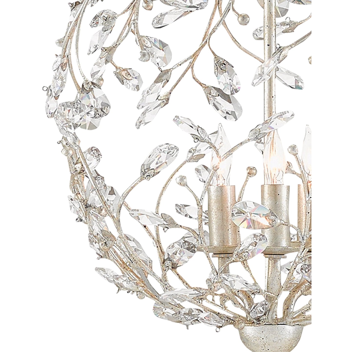 007 S-223546 | Closeup | Crystal Bud Sphere Chandelier by Currey and Company. Made from wrought iron, crystal in a traditional style.