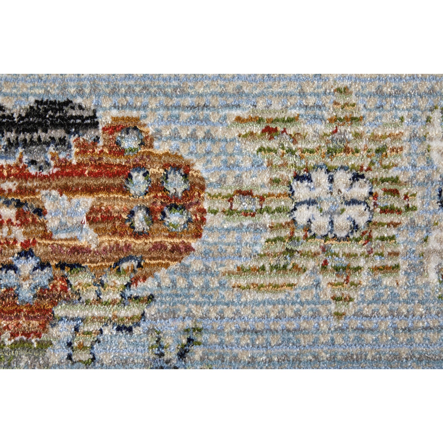 005 SI-2158896,SI-2158897,SI-2158898,SI-2158899,SI-2158900,SI-2259686 | Closeup | Melrose Traditional & Botanical Rug - MEL39P4F by Feizy in blue, green, ivory. Made from polypropylene, polyester, viscose in a unique style.