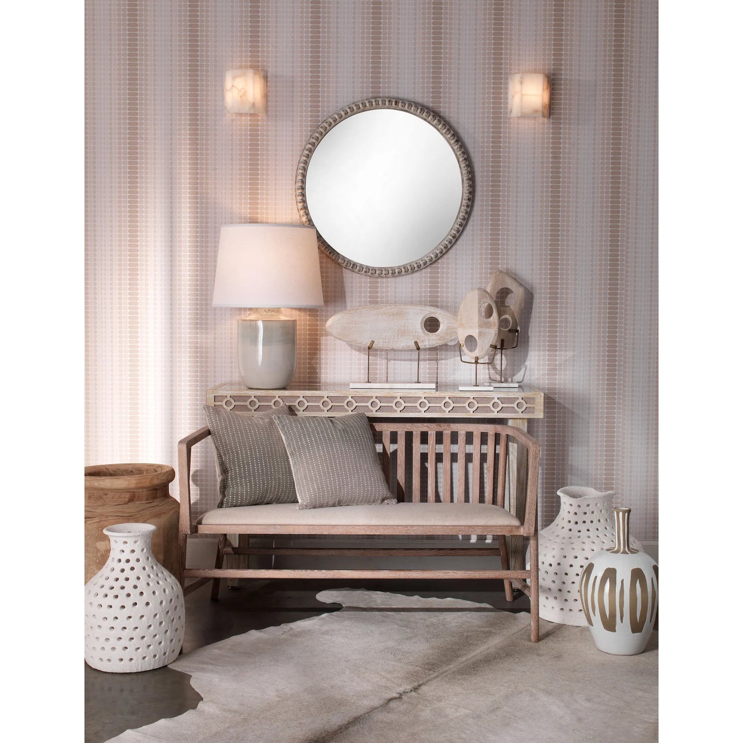 005 S-291815 | Lifestyle | Borealis Hexagon Alabaster Sconce by Jamie Young in alabaster. Made from alabaster in a transitional style.