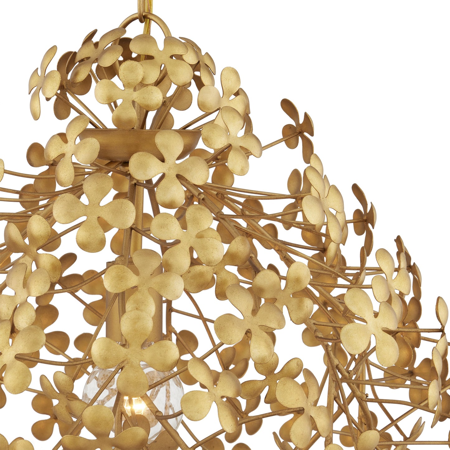 007 SI-2007704 | Additional Silo | Cloverfield Pendant by Currey and Company in contemporary gold leaf. Made from wrought iron in a modern style.