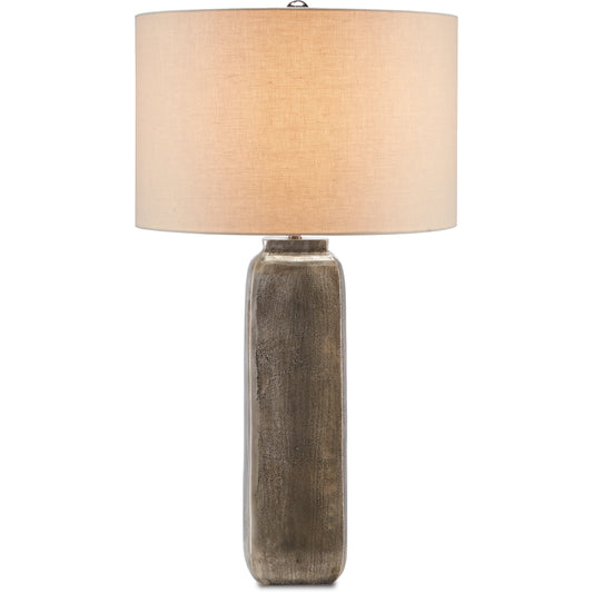 Morse Table Lamp by Currey and Company in oxidized nickel. Made from cast aluminum in a transitional style.