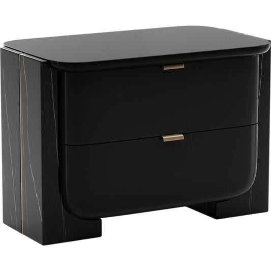 Overlap Nightstand by Caracole. Made from stone in a modern style.