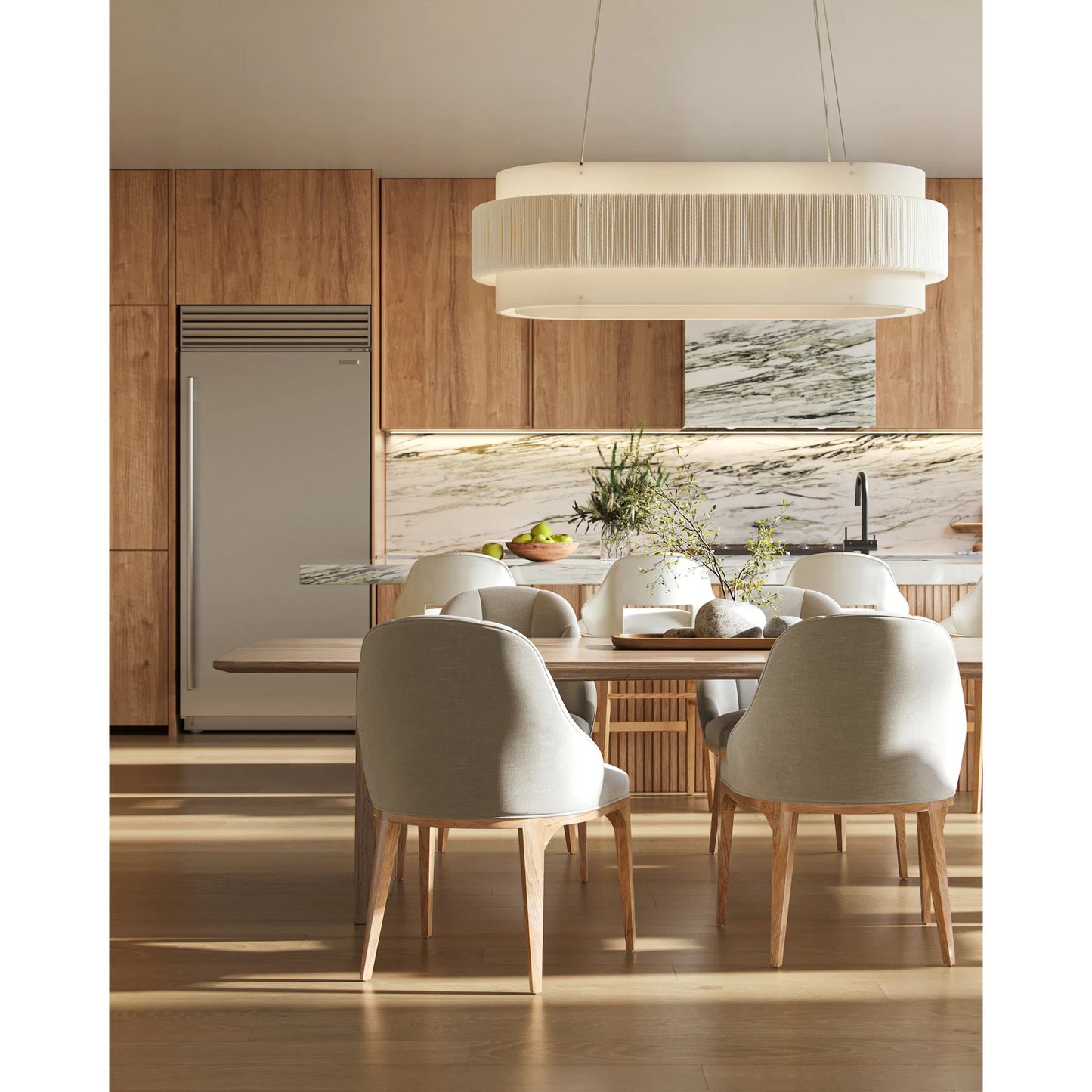 007 SI-2134014 | Lifestyle | Monreale Oval Chandelier by Currey and Company in white, sugar white. Made from kraft paper twine, wrought iron in a coastal style.
