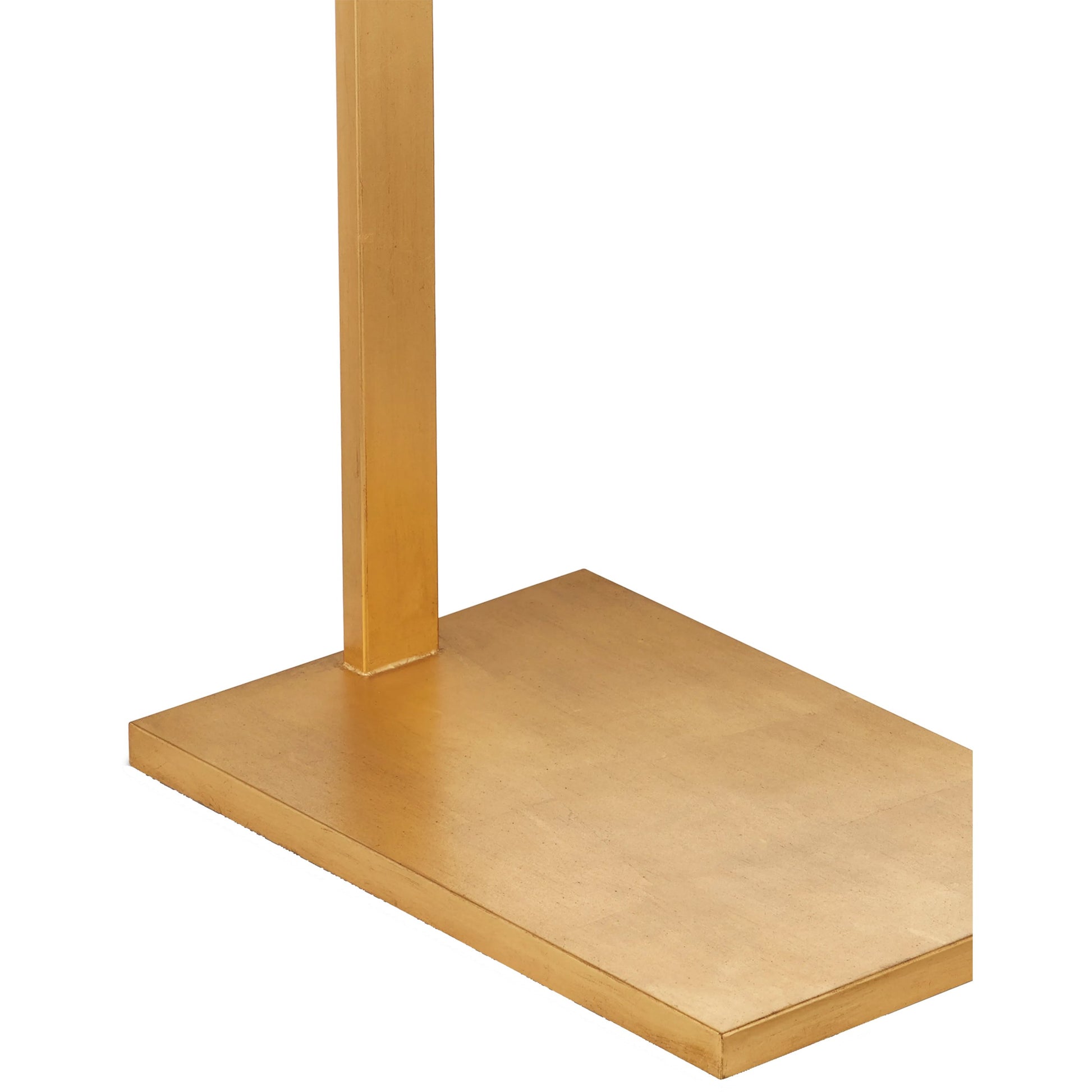 Gambit Floor Lamp by Currey and Company in contemporary gold leaf. Made from metal in a modern style.