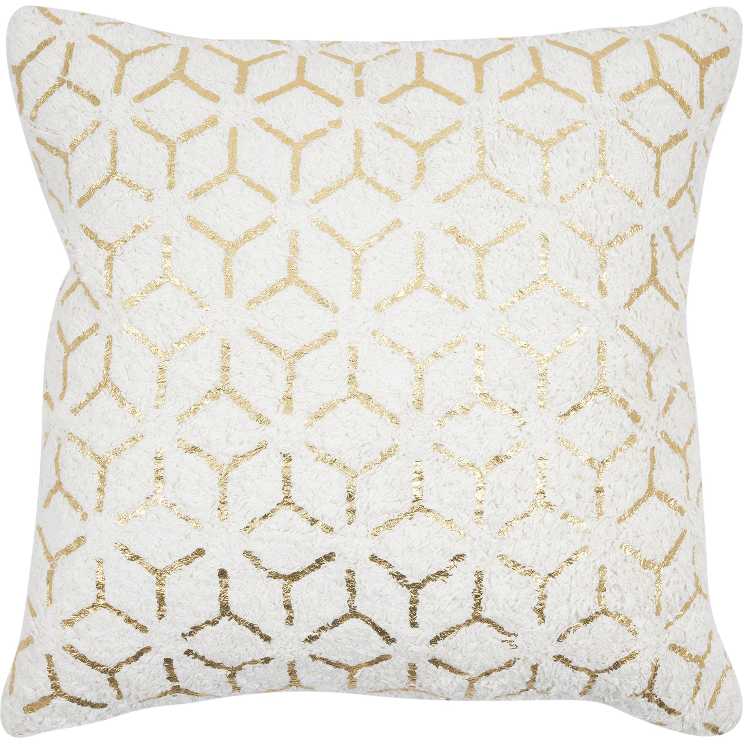 001 SI-2030337 | Primary Silo | Grand Canyon Geometric Foil Cotton Pillow by Pasargad Home in white. Made from cotton in a modern style.