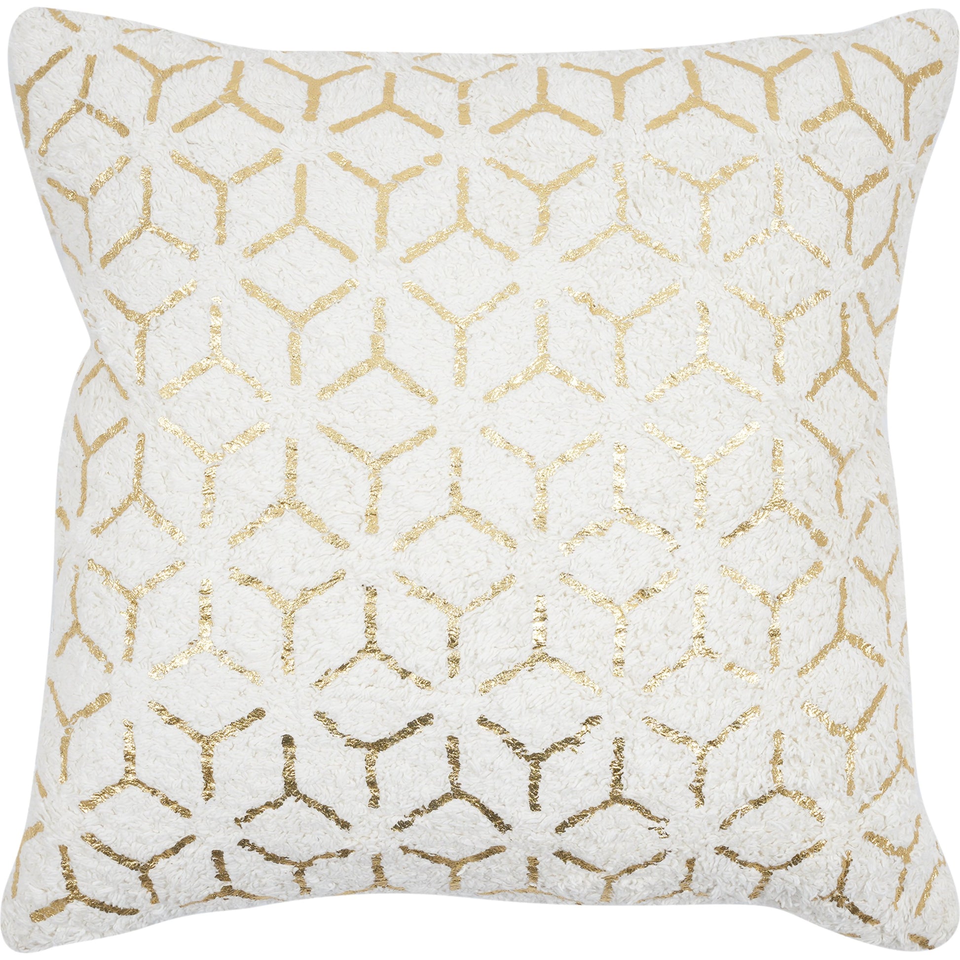 Grand Canyon Geometric Foil Cotton Pillow by Pasargad Home in white. Made from cotton in a modern style.