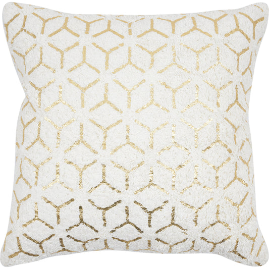 001 SI-2030337 | Primary Silo | Grand Canyon Geometric Foil Cotton Pillow by Pasargad Home in white. Made from cotton in a modern style.