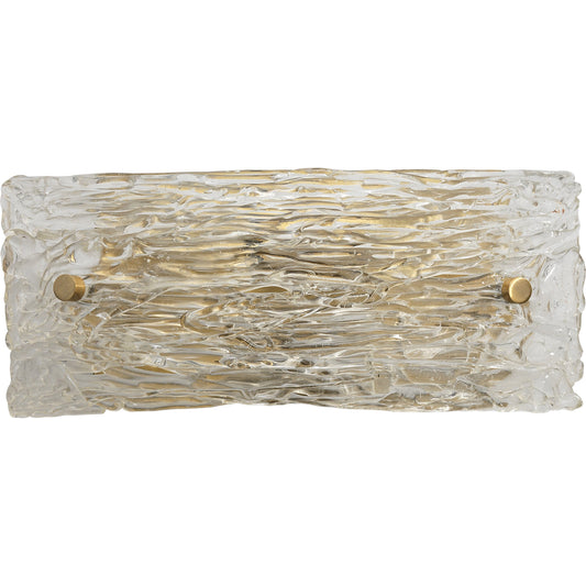 Swan Curved Glass Sconce by Jamie Young in clear textured glass with antique brass. Made from glass, steel in a modern style.