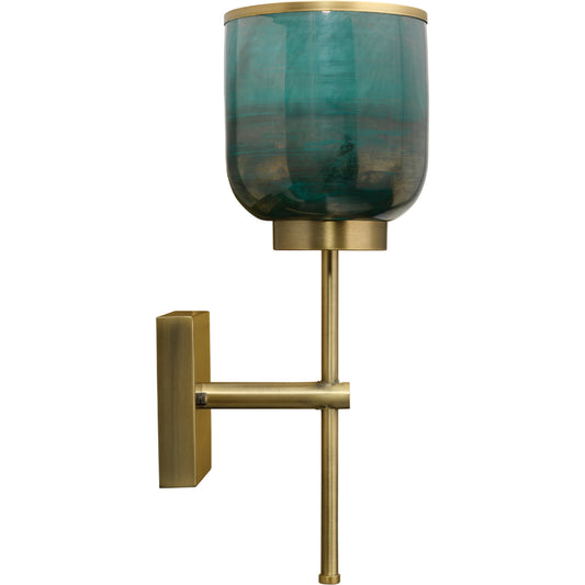 001 SR-867210 | Primary Silo | Vapor Sconce by Jamie Young in antique brass, aqua metallic glass. Made from iron, glass in a eclectic & global style.